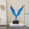 Goodsright Decor Abstract Eagle Sculpture Statue Resin Art Figurine Home Decorations for Living Room Book Shelf TV Bar Cabinet Desk Table Top Ornament (Marble Blue B)