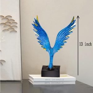 Goodsright Decor Abstract Eagle Sculpture Statue Resin Art Figurine Home Decorations for Living Room Book Shelf TV Bar Cabinet Desk Table Top Ornament (Marble Blue B)