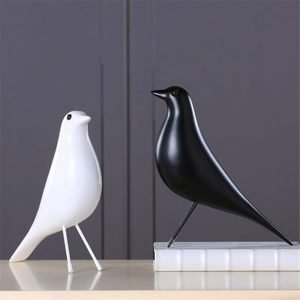 Goodsright Decor Resin Abstract Black Bird Sculpture Figurine Handicraft Home Desk Decor Geometric Resin Wildlife Bird Statue Craft (Black)