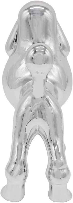 Goodsright Decor Ceramic Dog Statue - Metallic Silver Standing Poodle Dog Statue - Decorative Dog Sculpture for Garden or Home D??cor - Poodle Dog Outdoor Statue - (9?? x 3.5?? x 9.25??)