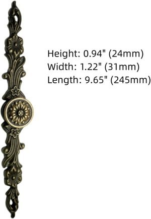 Goodsright Decor 1.3" (32 mm) Dia Rustic Knob Extended Vintage Carving Antique Bronze Drawer Pull Dresser Pull Cabinet Knob Kitchen Door Knob Hardware Length 245mm (10)
