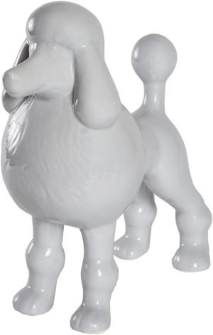 Goodsright Decor Ceramic Dog Statue - Metallic Silver Standing Poodle Dog Statue - Decorative Dog Sculpture for Garden or Home D??cor - Poodle Dog Outdoor Statue - (9?? x 3.5?? x 9.25??)
