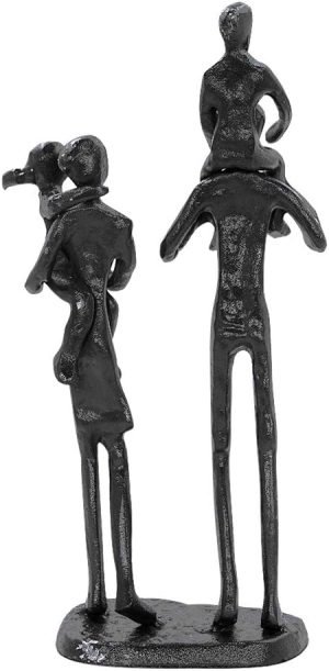Goodsright Decor Rustic Family Figurines, Cast Iron Art Home Decoration Statue with Gift Card for Anniversary Birthday (Family of Four Carrying)
