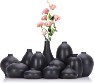 Goodsright Decor White Small Vase for Home Decor,White Ceramic Vase Set of 12,White Matte Boho Vase for Decorative Dried Flowers Pampas Grass Decoraitons,Dining Table Centerpieces Rustic Living Room Decor