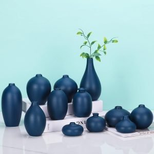 Goodsright Decor Bud Vases Set of 12 - Blue Ceramic Bud Vases in Bulk Dining Table Centerpieces, Cute Mini Small Flower Vase for Pampas Grass&Single Flower Decor, Ideal Wedding Window Sill Aesthetic Desk Decor