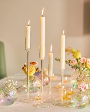Goodsright Decor Candlestick Holders, Glass Taper Candle Holders Set of 8, Candle Holders for Candlesticks, for Christmas Events Party Wedding Reception Table Centerpiece Decorations