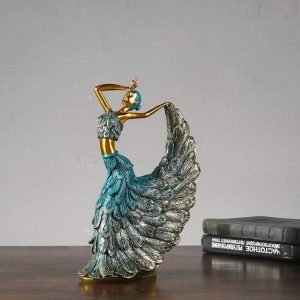Goodsright Decor Peacock Dancer Figurine Peacock Dancer Figurine Classical Peacock Dancer Beauty Handicraft Resin Ornament Home Decoration for Home Bookshelf Cabinet