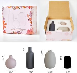 Goodsright Decor Ceramic Modern Farmhouse Vase , Neutral Small for Table, Living Room, Shelf, Bookshelf and Entryway D??cor, Set of 3