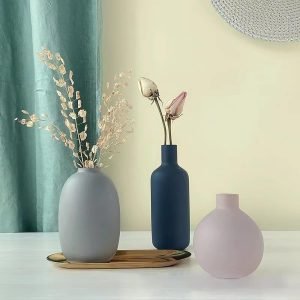 Goodsright Decor Ceramic Modern Farmhouse Vase , Neutral Small for Table, Living Room, Shelf, Bookshelf and Entryway D??cor, Set of 3