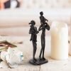 Goodsright Decor Rustic Family Figurines, Cast Iron Art Home Decoration Statue with Gift Card for Anniversary Birthday (Family of Four Carrying)