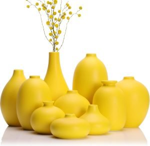 Goodsright Decor Navy Blue Ceramic Small Vases for Decor,10 Pack Blue Tiny vases for Flowers, Boho Small vases for centerpieces, Mini Bud Pampas Grass vases for Decor, for Coffee Table Entryway Bookshelf