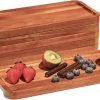 Goodsright Decor Wood Serving Trays 6 pcs, 14x6 in, Rustic Wooden Platters for Party, Kitchen Platter, Acacia Wooden Dessert Table Display Set, Decorative Tray Decor Small Chees, Charcuterie Boards Long BBQ Plates