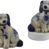 Goodsright Decor Hand Painted Blue and White Porcelain Dog Pair of Small Figurines Home D??cor