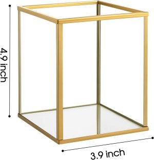 Goodsright Decor Glass Hurricane Candle Holder Set of 6 PCS, 4.9 x 3.9 inches Short and Mini Black Glass Candle Holder for Tea Light