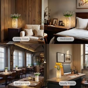 61GLdSjDpvL._AC_SL1024 Goodsright Decor Vase Lamp,Modern Decorative Flowers White Ceramic Vase for Living Room Home Decor Bedroom Bedside Shelf Entryway Office Wedding,Minimalist Table Lamp Centerpieces