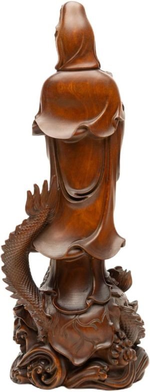 61GQPvyV8dL._AC_SL1500 Goodsright Decor Dragon Guanyin Wooden Buddha Statue, Solid Wood Carved Bodhisattva, Living Room Decor, Antique Wood Happy Buddha, Home Ornament (Black, 6.3 Inches)