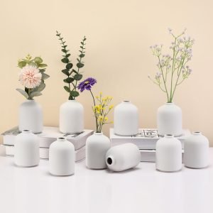 Goodsright Decor Set of 10 White Vases for Decor White Ceramic Vases for Home Wedding Boho Vases Modern Ceramic Vases for Pampas Grass Minimalist Farmhouse Decor Vases Office Table (Modern,3.4 x 5.9 in)