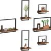 Goodsright Decor 6 Sets Rustic Floating Shelves,Wooden Storage Shelf with Metal Frame, Wall-Mounted Wood Display, Wall Hanging Decor, Home Decor for Living Room, Bedroom, Kitchen, Office