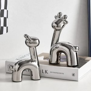 Goodsright Decor Abstract Deer Figurines for Interior Home Desktop Decoration Electroplated Ceramics Art Animals Statue Crafts Modern Home Decor (Color : Deer D, Size : Medium)