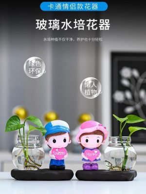 Goodsright Decor Creative Home Decoration Small Monk Decorations Living Room Flower Arrangement hydroponic Green Dill Glass vase Desk Knick-knacks Living Room Decoration Home