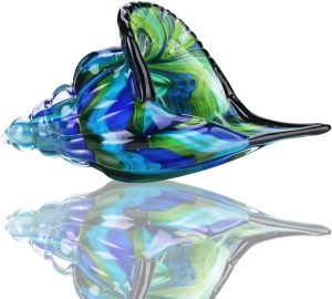 Goodsright Decor Glass Conch, Hand Blown Seashell Art Glass Figurine, Beautiful Home Decor, Crystal Glass Paperweight