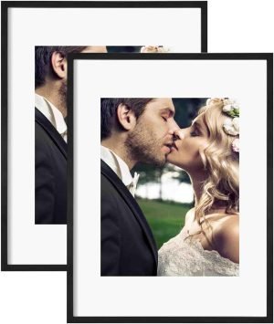 61JM54GjISL._AC_SL1500 Goodsright Decor 18x24 Aluminum Picture Frame Set of 2 - Displays Poster 16x20 with Mat or 18 x 24 without Mat, Black Metal Gallery Frame, Wall Horizontal or Vertical Display - Wall Hook Included