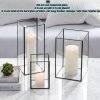 Goodsright Decor Set of 3 Square Glass Hurricane Candle Holders, Clear Glass Framed in Black-Finish Brass, Great for Home Decor and Wedding,Holiday Decor. Tempered Glass