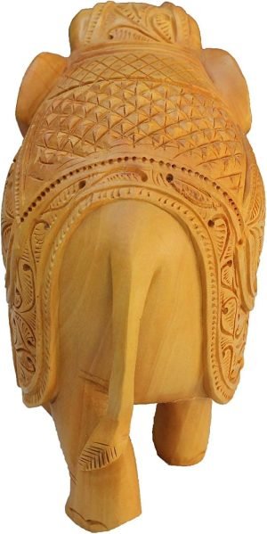 Goodsright Decor Handcrafted Beautifully Designed Wooden Carving Elephant (6 x 7 inches) for Home & Office Decoration
