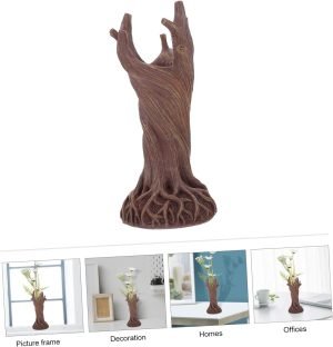 Goodsright Decor 3 pcs Garden Decorative vase Vintage Decor Tree Trunk vase Ornament Tree Trunk Flower Pot Tabletop Resin vase Office Decor Desktop Floral Vase Dry vase Synthetic Resin Modeling
