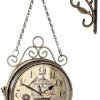 Goodsright Decor Vintage Double Side Silent Wall Clock Wrought Iron Hanging Time Clock Ornaments for Home Bedroom Dormitory Wall Double Side Wall Clock