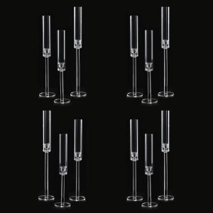 Goodsright Decor Candle Holder Set of 6 for Table Centerpiece, Candlestick Holders for Wedding Christmas Living Room Centerpieces Decor, Clear Candle Stick Holders, Acrylic Fit for LED Candles