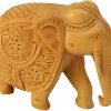 Goodsright Decor Handcrafted Beautifully Designed Wooden Carving Elephant (6 x 7 inches) for Home & Office Decoration