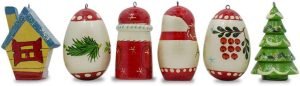 61O4bdd5nXL._AC_SL1000 Goodsright Decor 6 Hand Painted Wooden Christmas Ornaments 2.25 Inches