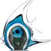 Goodsright Decor Blue Stripe Tropical Fish Glass Sculpture Home Tabletop Decoration, Christmas Birthday Gift