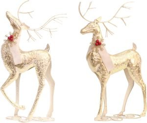 61PWI-cQHlL._AC_SL1500 Goodsright Decor Christmas Wrought Iron Elk Statue Metal Animal Figurine Art Crafts Ornament Elk Statues In Home Decor