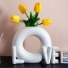 Goodsright Decor Extra Large Hollow Nordic Modern Ceramic Vases Set of 2, Milky White Aesthetic Round Donut Boho ins Style Flower Decorative Vase for Room Home Book Shelf Table Decor (Matte W 8.5" X H 11")