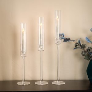 Goodsright Decor Candle Holder Set of 6 for Table Centerpiece, Candlestick Holders for Wedding Christmas Living Room Centerpieces Decor, Clear Candle Stick Holders, Acrylic Fit for LED Candles