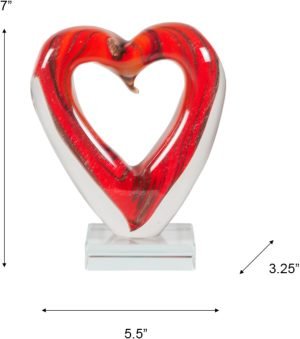 Goodsright Decor Dale Tiffany AS21274 Art Glass Sculpture 7" Tall Handcrafted Murano-Style Sculpture, Rossa Heart, Red