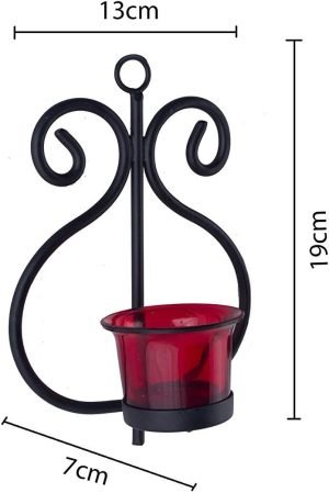 61RYafzahIL._AC_SL1500 Goodsright Decor Set of 2 Decorative Wall Sconce/Candle Holder with Red Glass and Free T-Light Candles