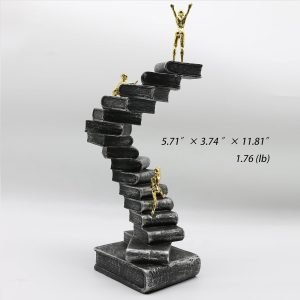 Goodsright Decor Climbing Books Ladder Statue Art Decor, Funny Book Stairs Sculpture, Climbing Mountain of Knowledge Figurines, Creative Decoration for Bedroom Living Room Office, Resin 12''