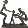 Goodsright Decor Rustic Family Figurines, Cast Iron Art Home Decoration Statue with Gift Card for Anniversary Birthday (Family of Four Carrying)