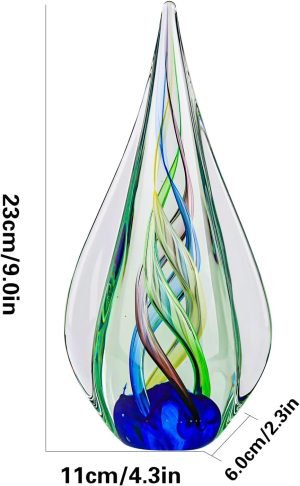 61U36ea-wnL._AC_SL1500 Goodsright Decor 9" Tall Glass Sculpture Hand Blown Glass Decor, Glass Paperweight for Office Desk, Modern Glass Art Figurines Mediterranean Beach House Decor, Home Living Room Coffee Table Shelves Table Top Decor