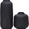 Goodsright Decor Ceramic Flower Vase Set 2 Large Matte Black Vase for Home Decor Classic Nordic Style Vases for Room Office Shelf Decor, Simple Yet Gorgeous Boho Decor Vase for Fresh Dried Flowers Pampas Grass