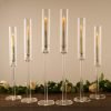 Goodsright Decor Candle Holder Set of 6 for Table Centerpiece, Candlestick Holders for Wedding Christmas Living Room Centerpieces Decor, Clear Candle Stick Holders, Acrylic Fit for LED Candles
