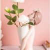 Goodsright Decor Flower Vase Modern Girl Figurine Plant Pot Flower Arrangement Dry Flower Stem Holder Living Room TV Cabinet Home Decoration Accessories Figurines - Pink 20x15x32cm