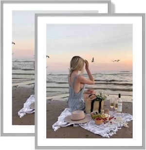 61Wf6rD58JL._AC_SL1500 Goodsright Decor 18x24 Aluminum Picture Frame Set of 2 - Displays Poster 16x20 with Mat or 18 x 24 without Mat, Black Metal Gallery Frame, Wall Horizontal or Vertical Display - Wall Hook Included