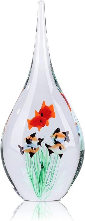 61YP7eBIAuL._AC_SL1500 Goodsright Decor Hand-Blown Glass Ocean Wave Sculpture, Art Glass Centerpiece, Fish Tank Aquarium Marine Animal Ornament for Contemporary Home Decoration, Desk Decoration