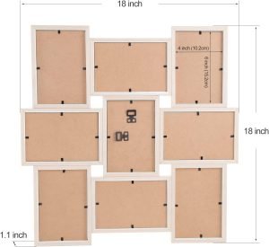 Goodsright Decor Picture Frames 4x6 inch (10.2x15.2cm) 9 Opening Wooden Picture Frames Collage Wall Decor Natural and White
