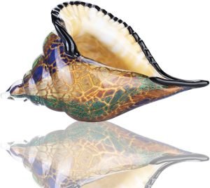 Goodsright Decor Glass Conch, Hand Blown Seashell Art Glass Figurine, Beautiful Home Decor, Crystal Glass Paperweight
