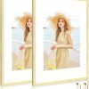 61azCCwWKgL._AC_SL1500 Goodsright Decor 18x24 Aluminum Picture Frame Set of 2 - Displays Poster 16x20 with Mat or 18 x 24 without Mat, Black Metal Gallery Frame, Wall Horizontal or Vertical Display - Wall Hook Included